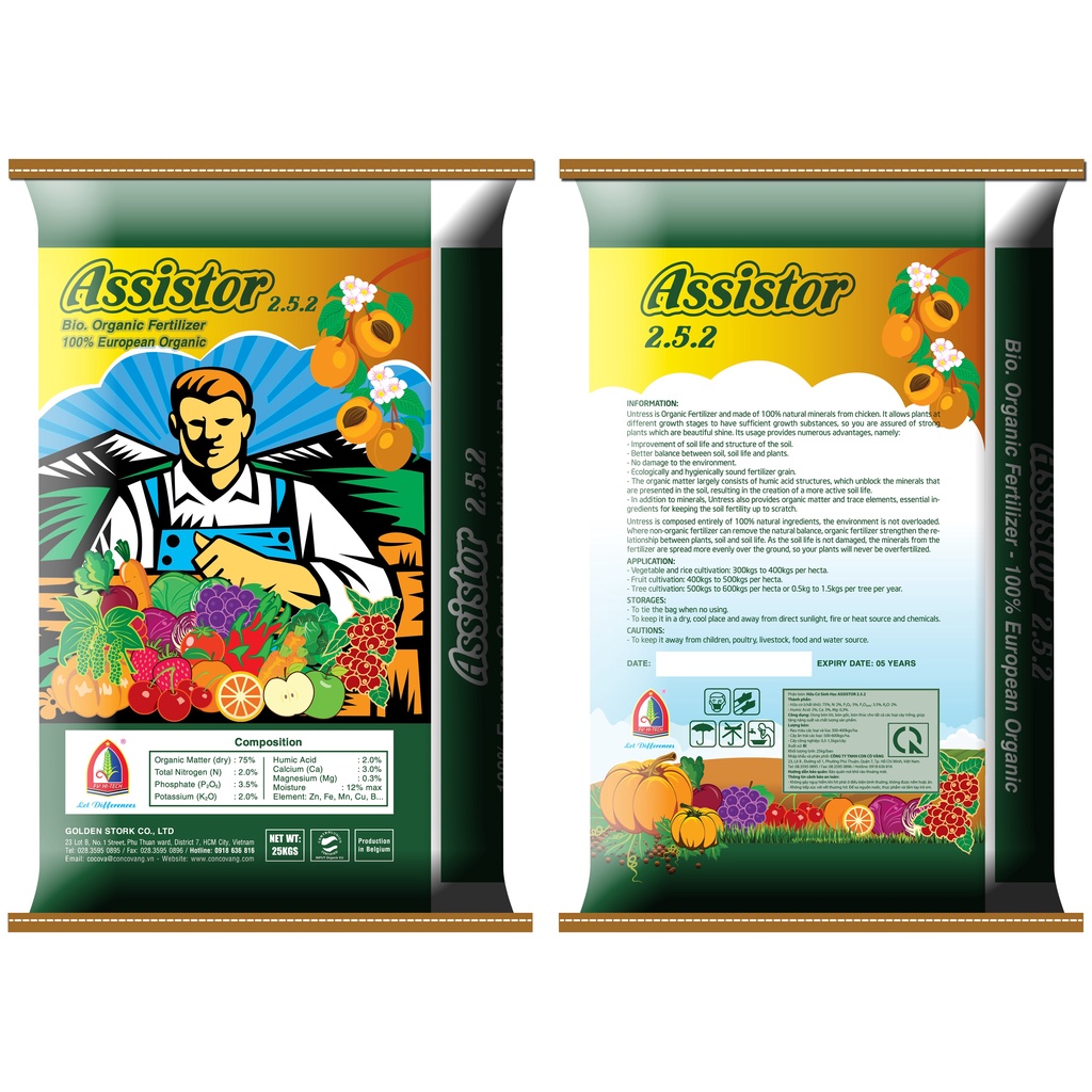 Phân bón hữu cơ Assistor - Nhập khẩu Bỉ (25kg)