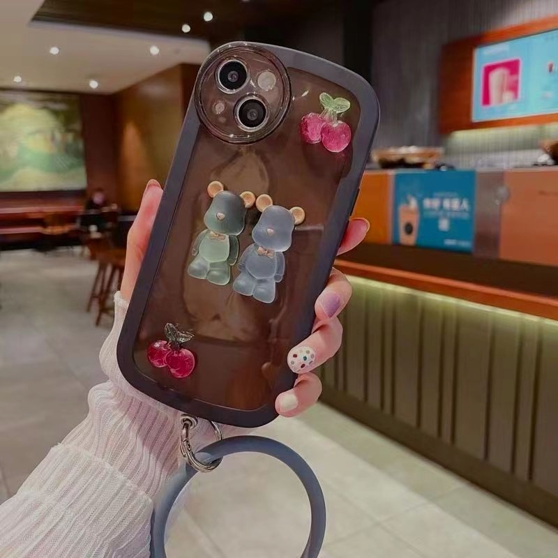Ốp Điện Thoại Màu Kẹo Thạch Sang Trọng Có Dây Đeo Cổ Tay Cho 7G 8G SE 2020 7P 8P 13 12 11 Pro Max XS Max XR X XS