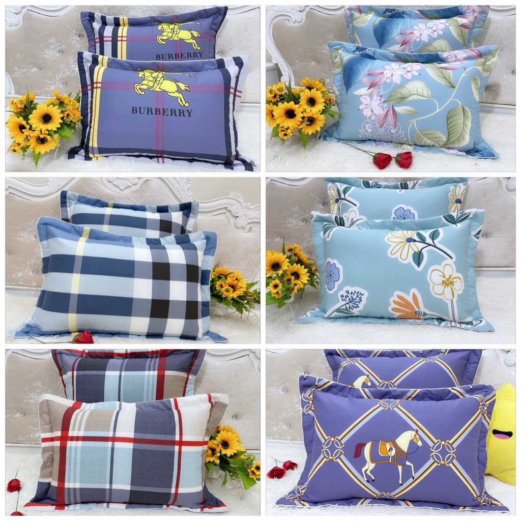 Vỏ gối nằm cottong hàn quốc lót bông và khoá kéo kt 50x70  áo gối nằm lót bông