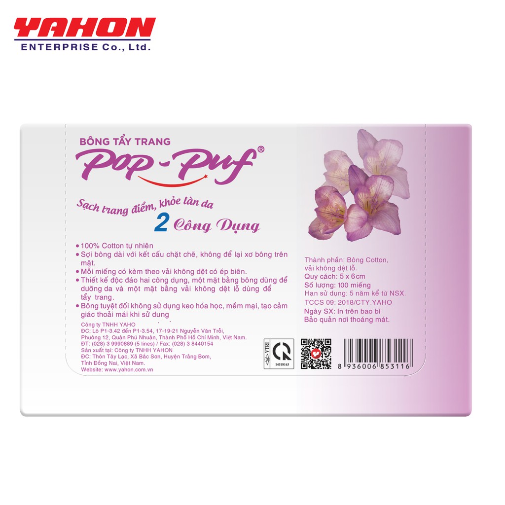 Bộ 3 hộp bông tẩy trang Pop-puf 2 công dụng 100 miếng