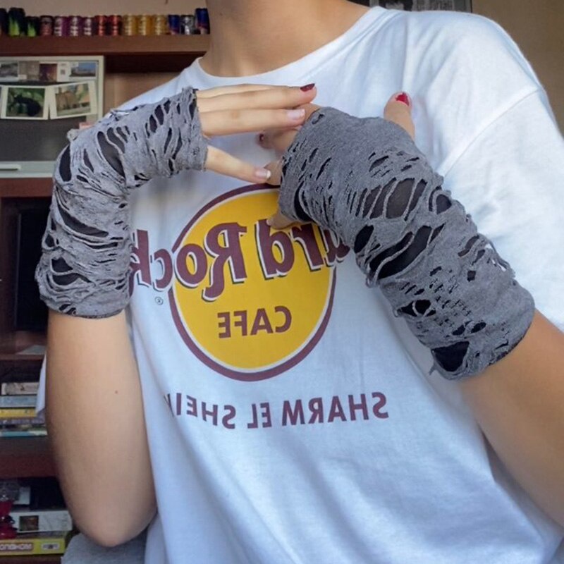 1 Đôi Găng Tay Hở Ngón Màu Đen Vui Nhộn Cho Nữ