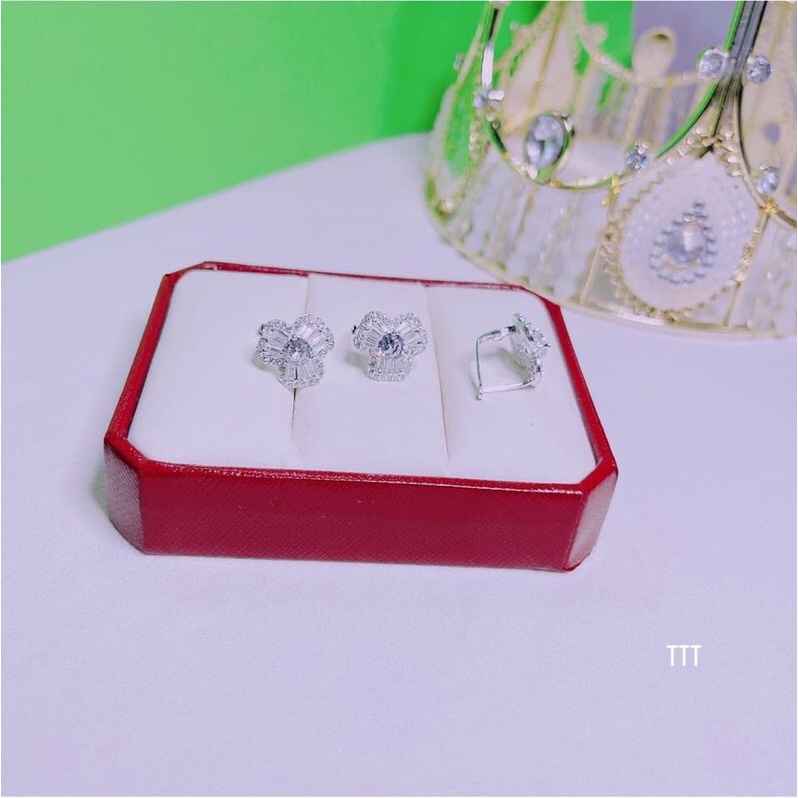 BÔNG TAI HOA BẤM CAO CẤP- CHUẨN BẠC TA HNAGF DÀY BÓNG ĐẸP