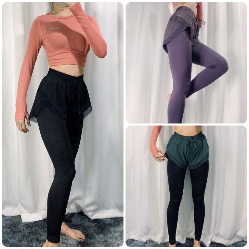 Quần legging nữ tập Gym Yoga 2 lớp | Quần tập gym nữ, tập thể thao chạy bộ LEGGING02
