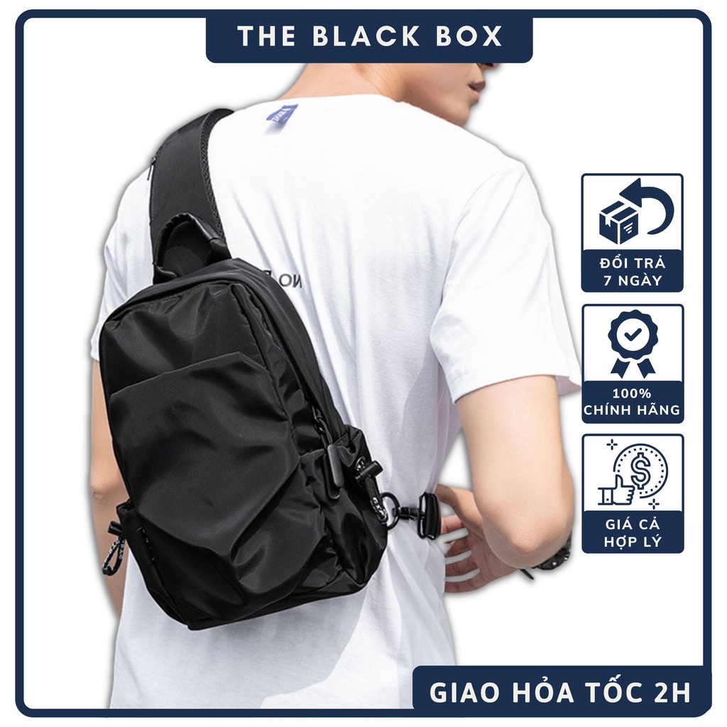 Túi Đeo Chéo Nam Nữ Unisex Basic Thể Thao Chống Nước Thời Trang Vải Đen Mềm Mịn Cao Cấp Freeship - The Black Box