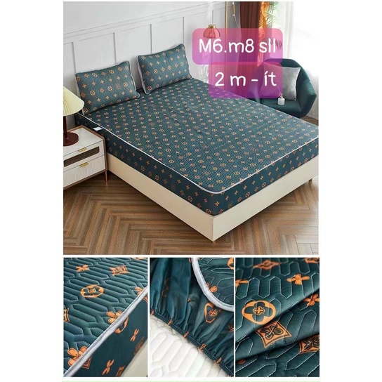 Chiếu điều hoà mủ cao su non bo chun bọc đệm vải lụa mát cao cấp