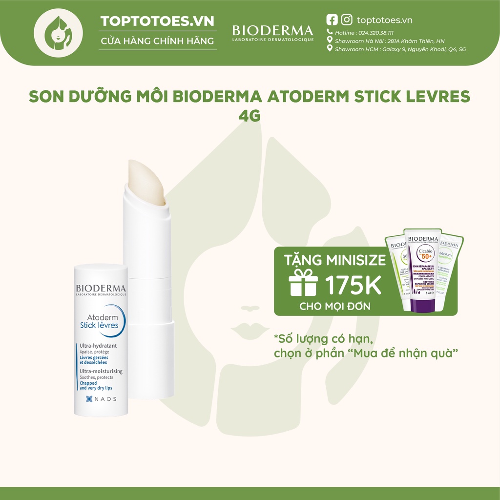 Son dưỡng môi Bioderma Atoderm Stick Levres 4G [NHẬP KHẨU CHÍNH HÃNG 100%]