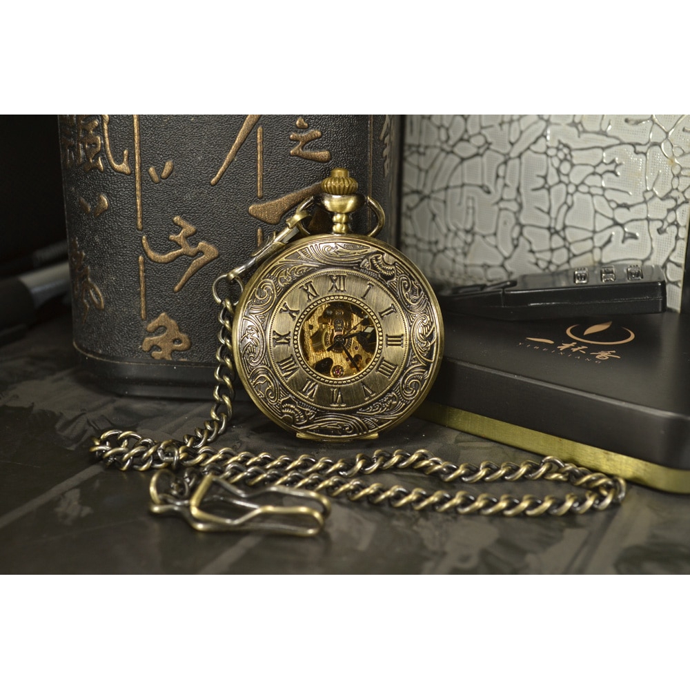 Đồng Hồ Quả Quýt Chạm Khắc Hình Bộ Xương