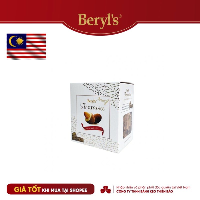 Socola - Chocolate Tiramisu vị hạnh nhân Beryls - Almond White hộp giấy 100g