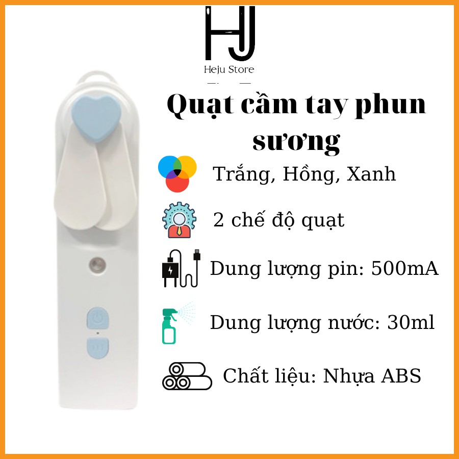 Quạt Cầm Tay Mini Phun Sương Siêu Mát Sạc USB Dùng Cực Lâu