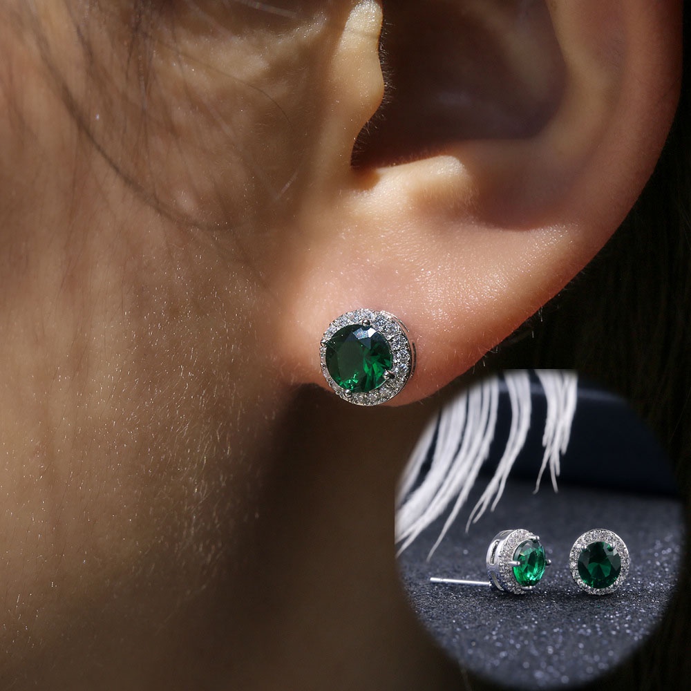 Đôi Khuyên Tai Tròn Đính Đá Zircon Thời Trang Cho Nữ