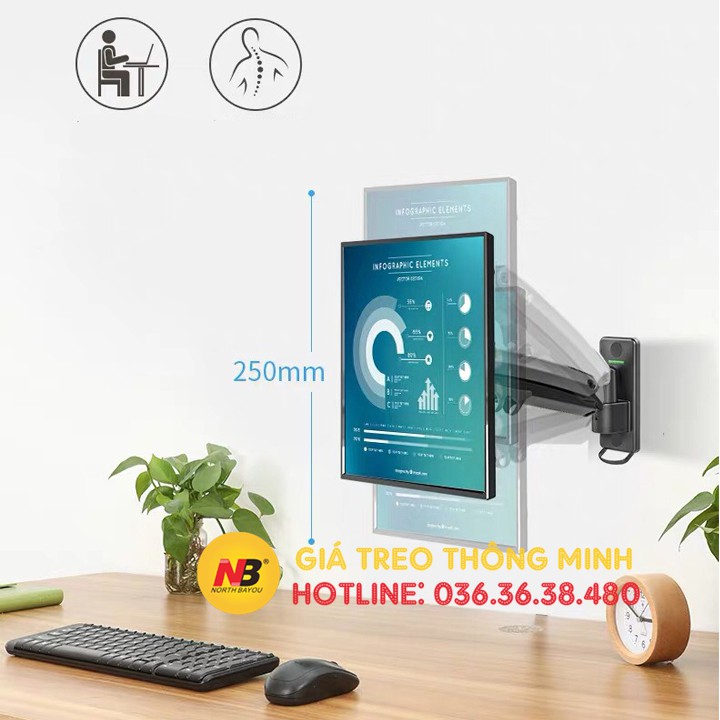 Giá Treo Màn Hình Máy Tính NB F425 24 - 35 Inch - Giá Treo Tivi Xoay 360 Độ - Điều Chỉnh Cao Thấp