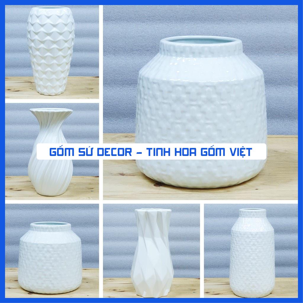 Lọ hoa sứ sương trắng cỡ lớn - BST08 - 4 mẫu - Bát Tràng