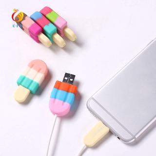 Vỏ bọc bảo vệ đầu dây cáp dữ liệu Apple hình que kem đáng yêu tiện lợi