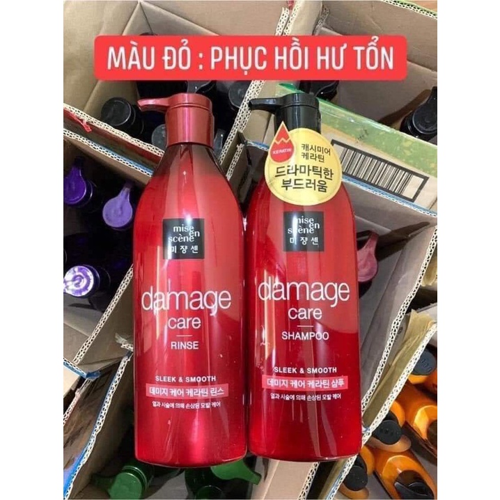 Bộ (1 chai dầu gội và 1 chai dầu xả) misen đỏ chăm sóc &amp; phục hồi hư tổn tóc Hàn Quốc 680ml