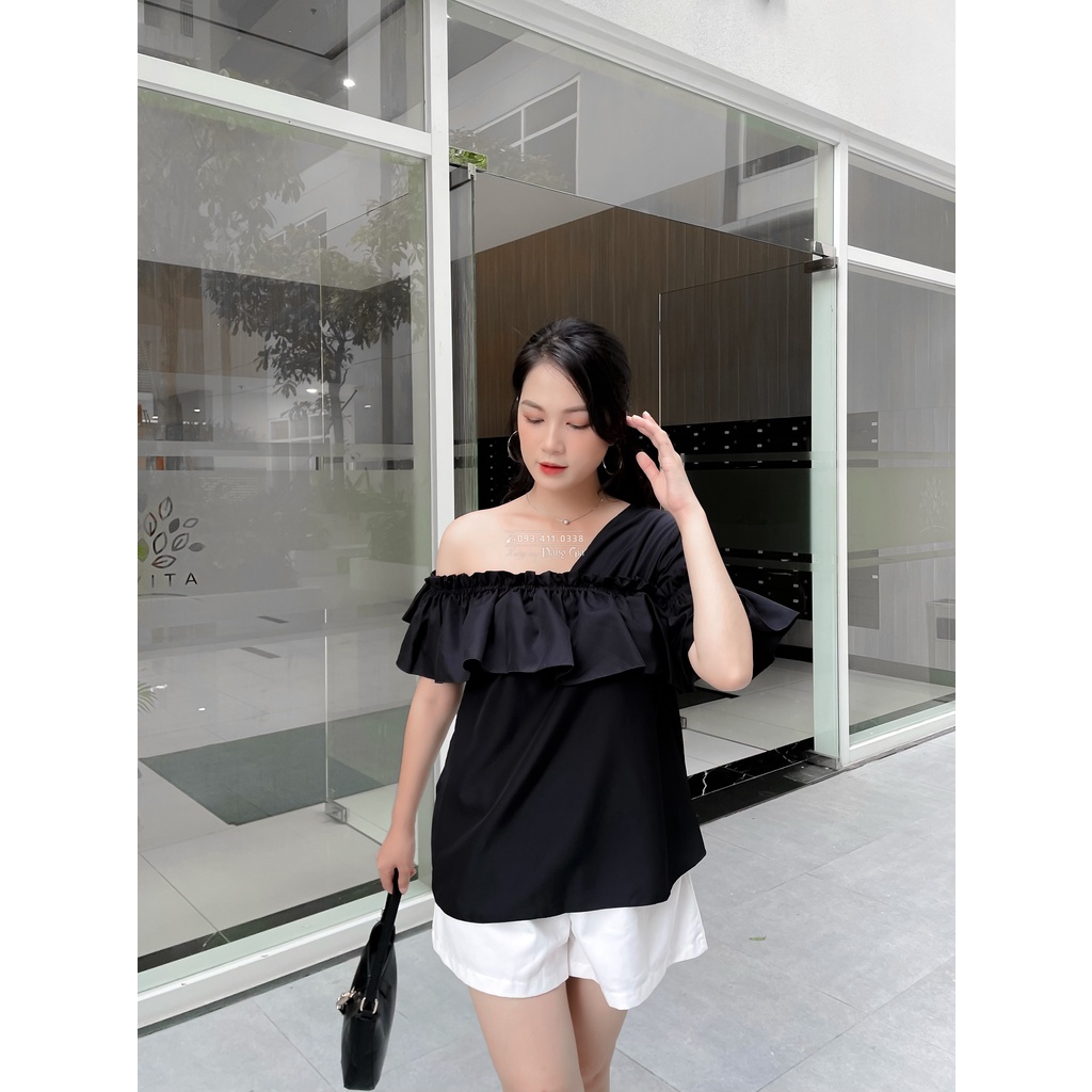 Áo sơ mi kiểu tay lỡ vai lệch cá tính DG24562