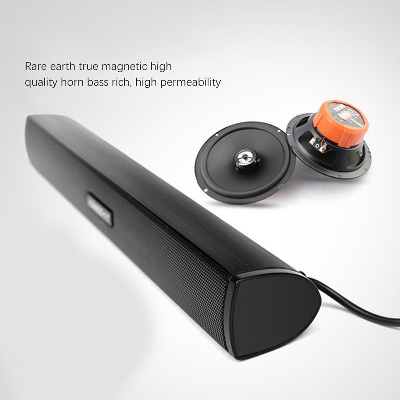 Ikanoo cho máy tính xách tay Loa siêu trầm Soundbar âm thanh nổi Tương thích với Noteook PC TV Thanh âm thanh Mini có dây nhỏ và di động-Đen
