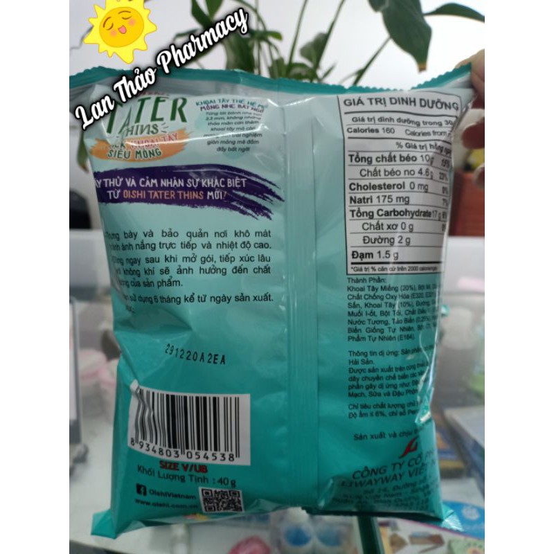 Bánh snack Oishi Tater khoai tây siêu mỏng vị tảo biển gói 40g