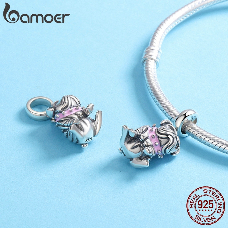 Hạt trang sức Bamoer chốt bạc 925 hình chú cún bull dùng làm đồ trang sức / dây chuyền thủ công chuyên dụng