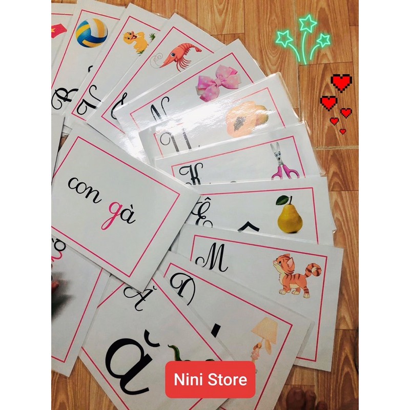 Flash card học chữ 29 chữ cái Tiếng Viết