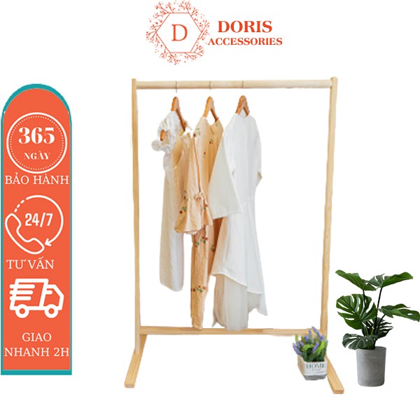 Kệ treo quần áo thanh đơn phong cách Hàn Quốc, chất liệu gỗ thông cao cấp DORIS ACCESSORIES