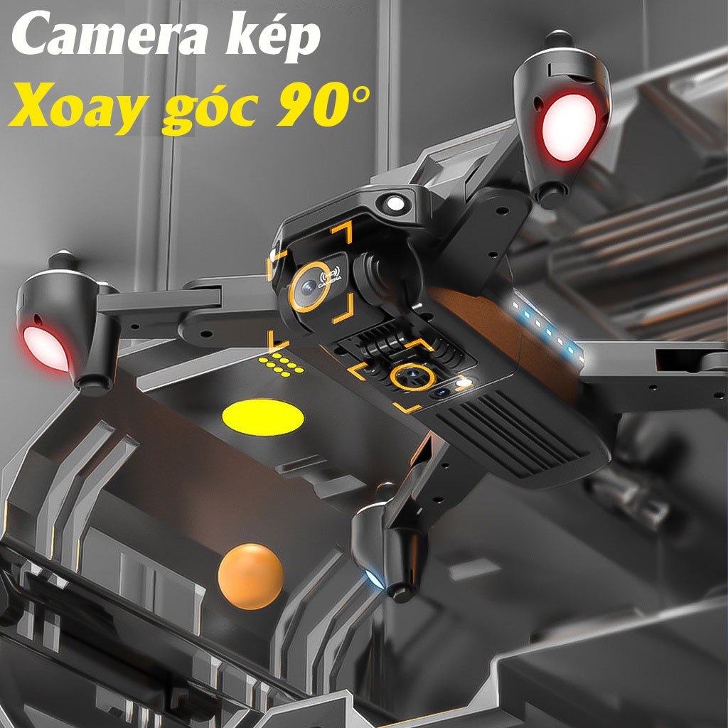 Máy bay điều khiển từ xa P9 PRO MAX - Flycam mini trang bị camera 4k, tự động tránh vật cản - màu đen
