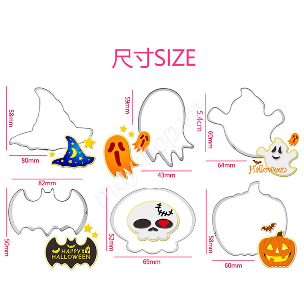 Bộ cutter inox 6 hình Halloween