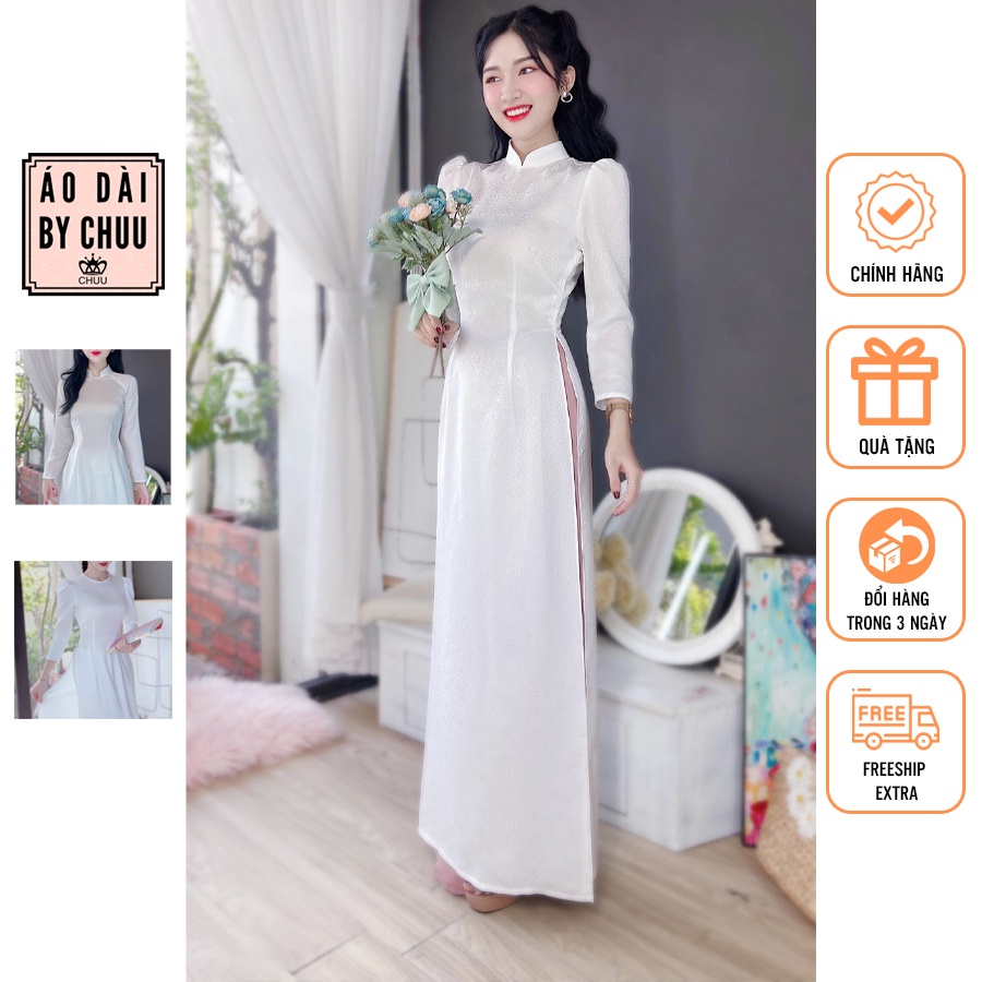 Áo dài trắng đi làm, nhiều kiểu áo dài trắng học sinh chưa kèm quần CHUU WHITE