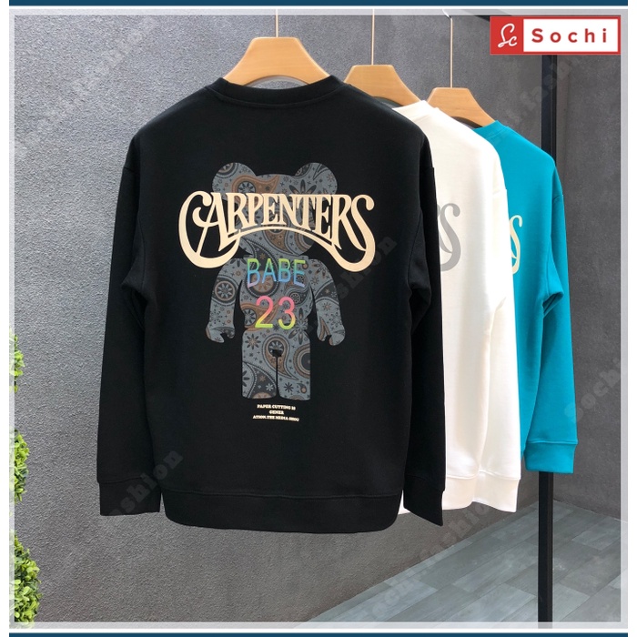 Áo sweater nam cổ tròn, áo thu đông dài tay dáng rộng mềm mịn in Carpenters mã SW60.1