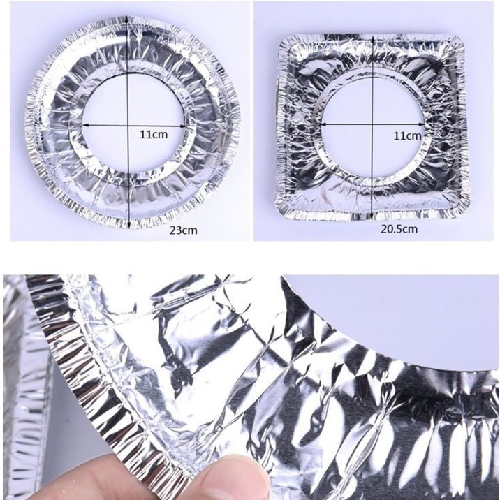 Giấy Bạc Lót Kiềng Bếp Ga Tiện Dụng Combo 10 Chiếc Chống Bẩn, Chống Gỉ Bếp