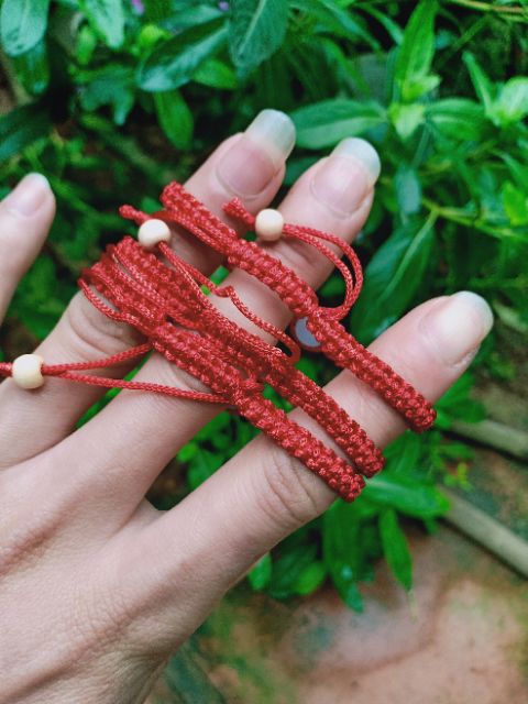 Vòng tay tết dây rút mix đá phong thủy xanh ngọc nhạt