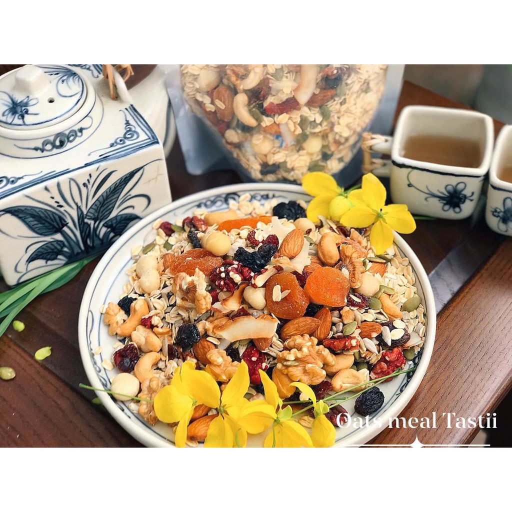 Oat meal ngũ cốc ăn kiêng yến mạch nguyên chất mix 11 loại hạt, trái cây nhập khẩu chất lượng loại 1 Tastii Heathy Food