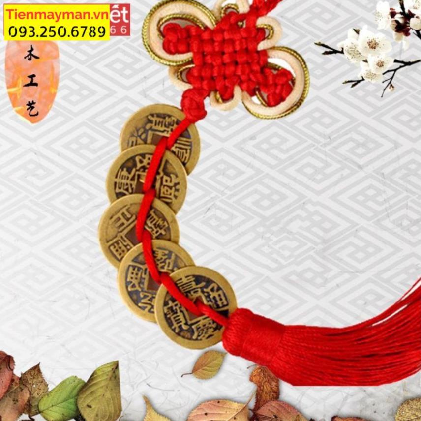 [SIÊU RẺ] Chuỗi đồng tiền xu Ngũ Đế phong thủy chiêu tài rước lộc may mắn (xâu 5 xu)