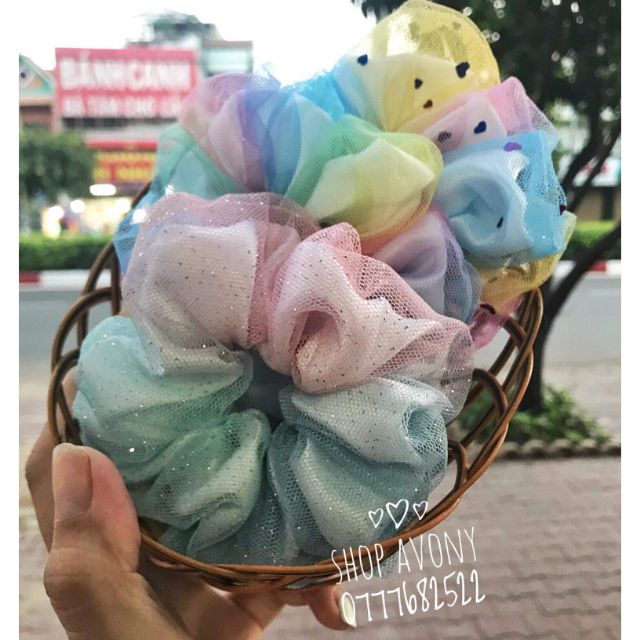 Scrunchies phiên bản unicorn 🦄 siêu phồng màu cầu vòng