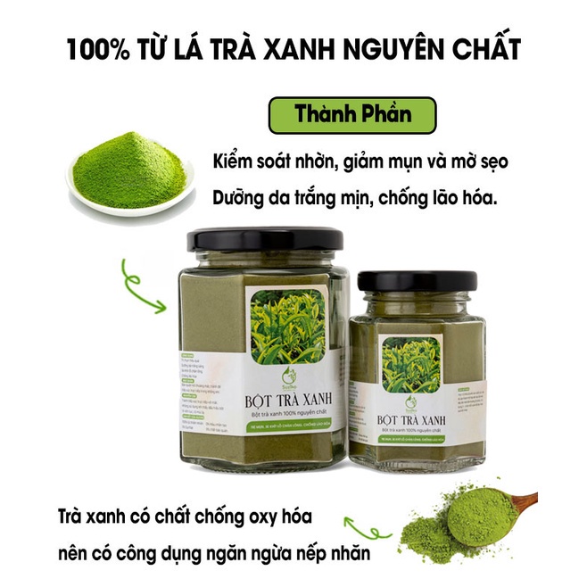 Bột Trà Xanh đắp mặt nạ hữu cơ SUZIKO nguyên chất 70G | 100% Organic