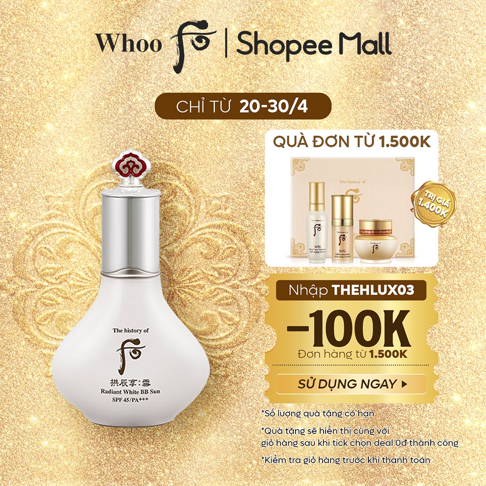 Kem nền trang điểm chống nắng WHOO Gongjinhyang Seol Radiant White Sun BB SPF45/PA+++ 40ml