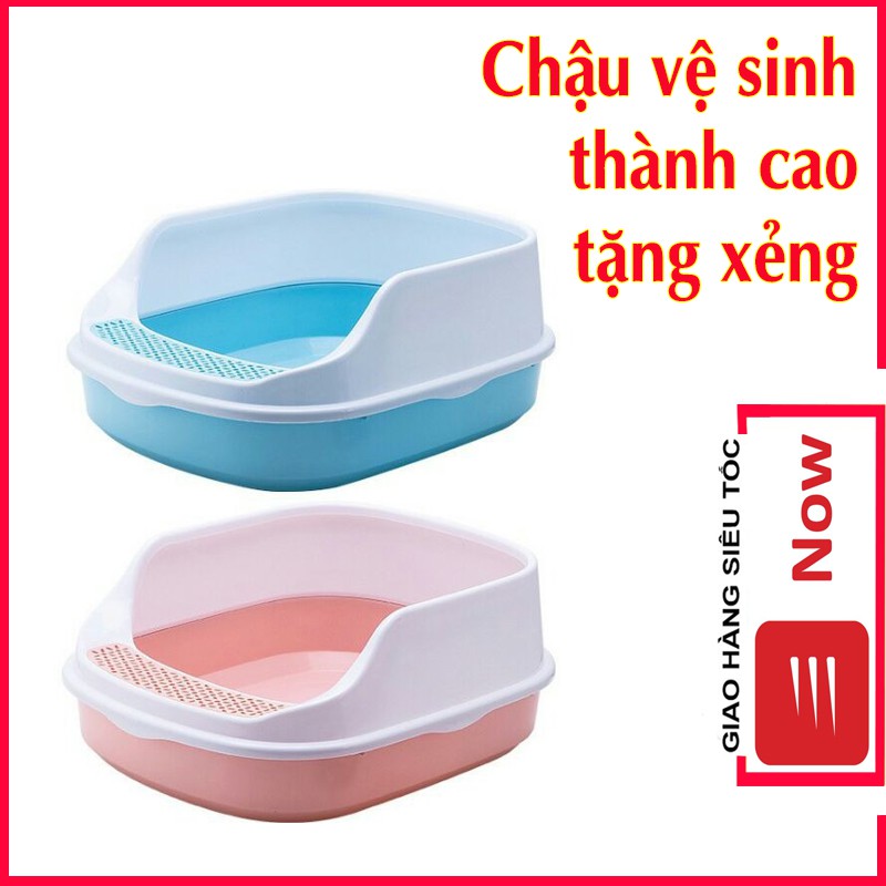 Khay Chậu Vệ Sinh Thành Cao Tặng Xẻng Size Lớn Nhựa Cao Cấp Cho Mèo - Bobo Pet Shop Hà Nội