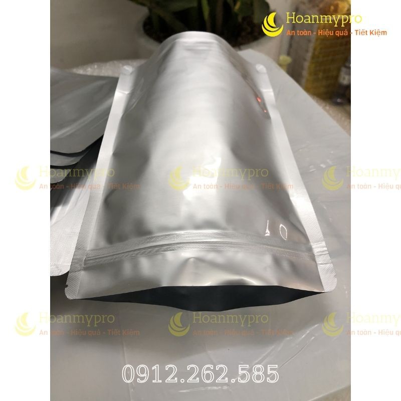 Túi zip bạc 1kg túi zipper đáy đứng 2 mặt bạc đựng thực phẩm TuiGoiHangHoanMypro