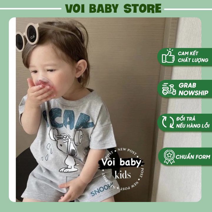 Set cotton chó snoopy cho cả bé trai, bé gái ⚡ HÀNG LOẠI I ⚡ Bộ cộc dễ thương cho bé