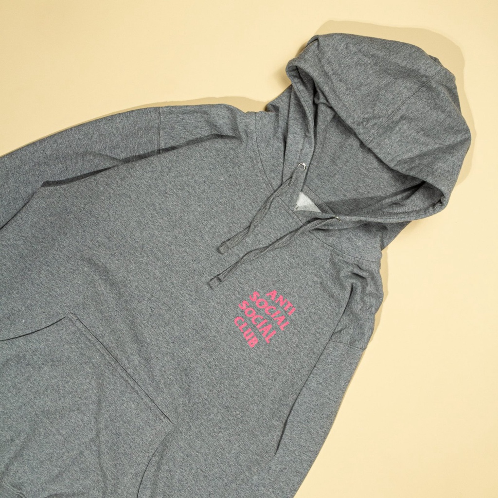 ÁO ANTI SOCIAL SOCIAL CLUB HOODIE GREY LOGO PINK