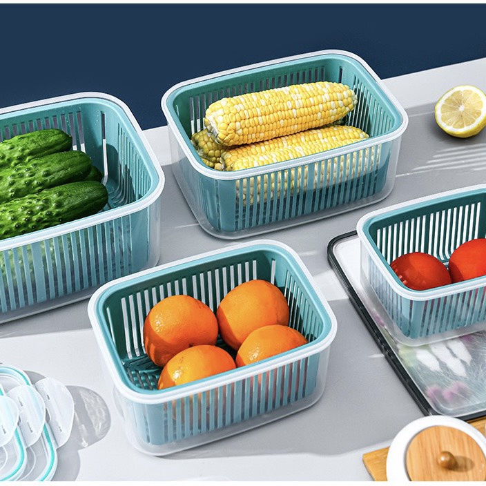 Bộ 5 hộp nhựa kèm rổ và nắp bảo quản thực phẩm cao cấp