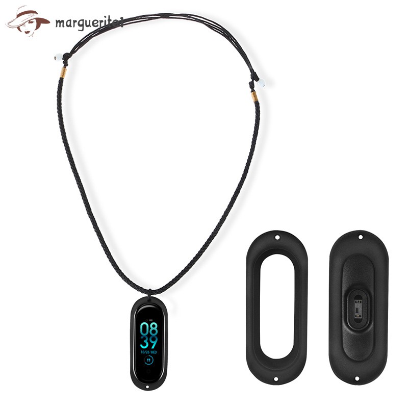 Bộ ốp viền 2 khe tròn xâu dây chuyền đeo cổ cho đồng hồ thông minh Xiaomi Mi Band 3/4