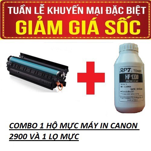 combo hộp mực máy in canon LBP 2900 và 1 lọ mực đổ