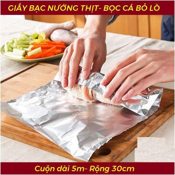 Cuộn GIẤY BẠC bọc thực phẩm giữ nóng thức ăn đa năng - HỘP ĐỎ