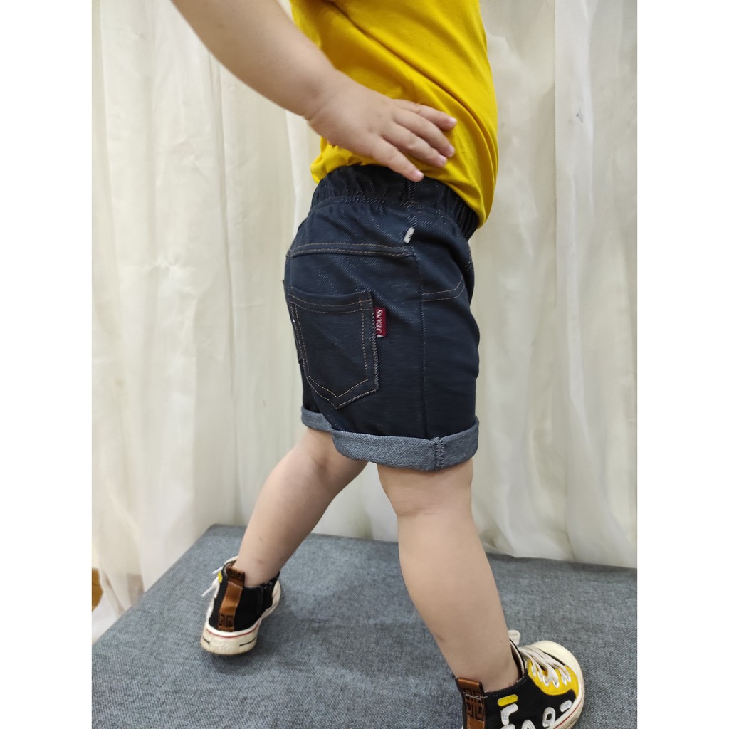 Quần đùi giả jean cho bé trai, bé gái co giãn, thoáng mát đủ size từ 8-20kg
