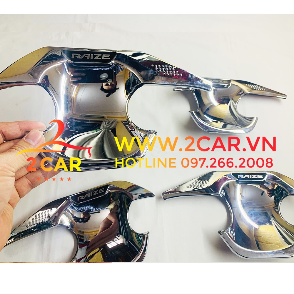 Ốp tay nắm, hõm cửa, chén cửa xe Toyota Raize 2021- 2022 mạ crom cao cấp- Giá 1 bộ