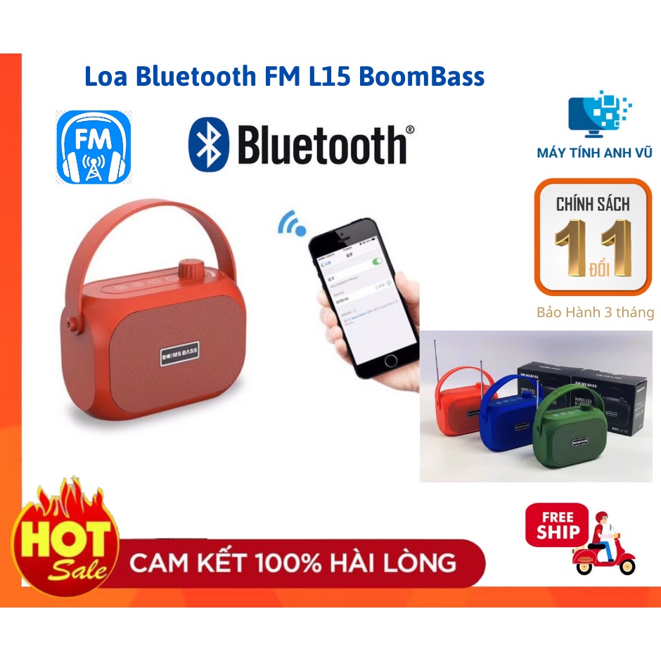 Loa Bluetooth L15 thương hiệu BOOMBASS nghe FM, Chất Lượng Âm Thanh Đỉnh Cao - Kiểu Dáng Cổ Điển - BẢO HÀNH 1 ĐỔI 1