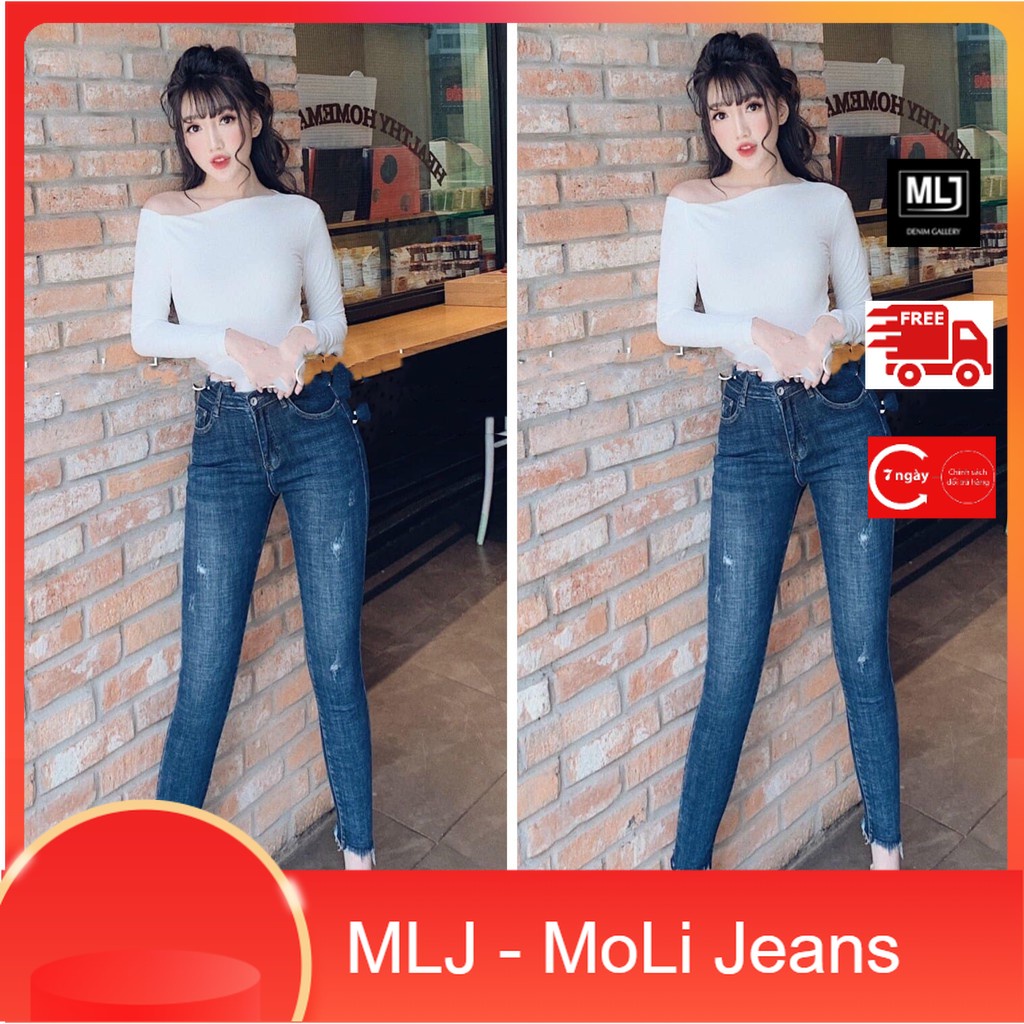 Quần jean nữ SIZE ĐẠI 9 tấc tua lai, chất liệu vải dày dặn co dãn mạnh dành cho người béo 3022