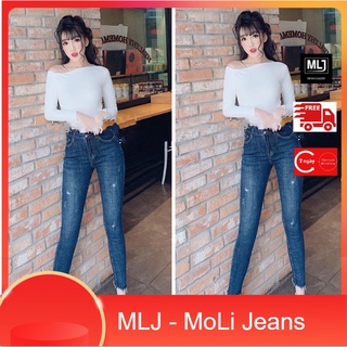 [BIGSIZE 65kg~90kg] Quần jean nữ SIZE ĐẠI 9 tấc tua lai, chất liệu vải dày dặn co dãn mạnh dành cho người béo 3022