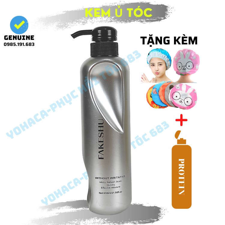 [TẶNG MŨ Ủ] Hấp phủ lụa Fakeshu Keratin 618ml cao cấp