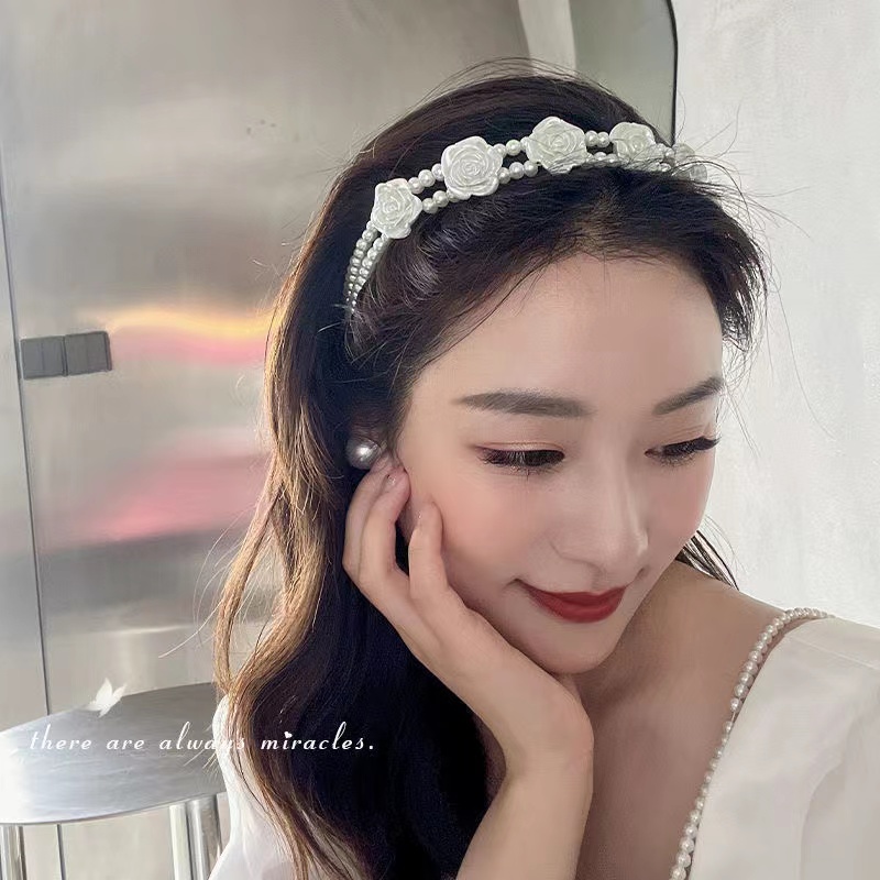 iF YOU Cài tóc   đính hoa hồng và ngọc trai giả phong cách Hàn Quốc cổ điển thời trang cho nữ